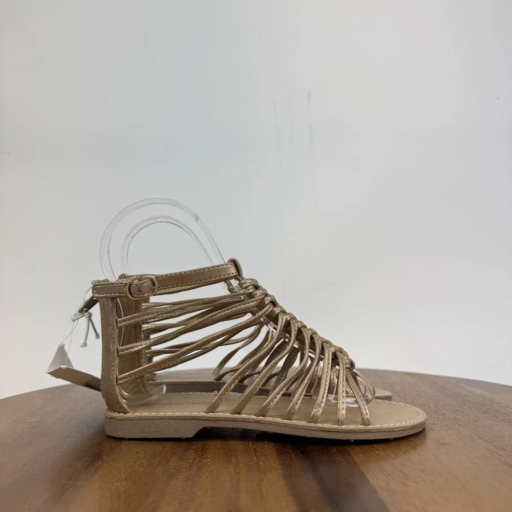 New NWOB Little Kids Nordstrom Amira Rose Gold Gladiator Strappy Sandals Size 13